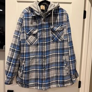 Workwear Grunge RedHead 2XLT Plaid Hooded Flannel Shirt Jacket Quilted Lined